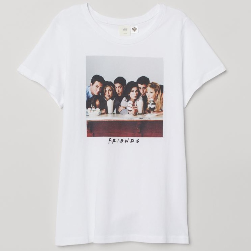 H&M Friends 90s Y2K Logo White Short Sleeve Tee